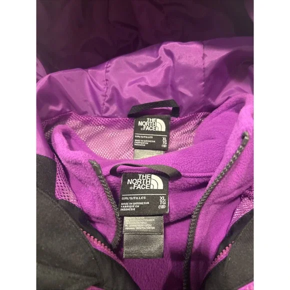 The North Face Girls Size XL 18 Hyvent Jacket 3-in-1 Shell Black Pink Ski Rain - Picture 2 of 16